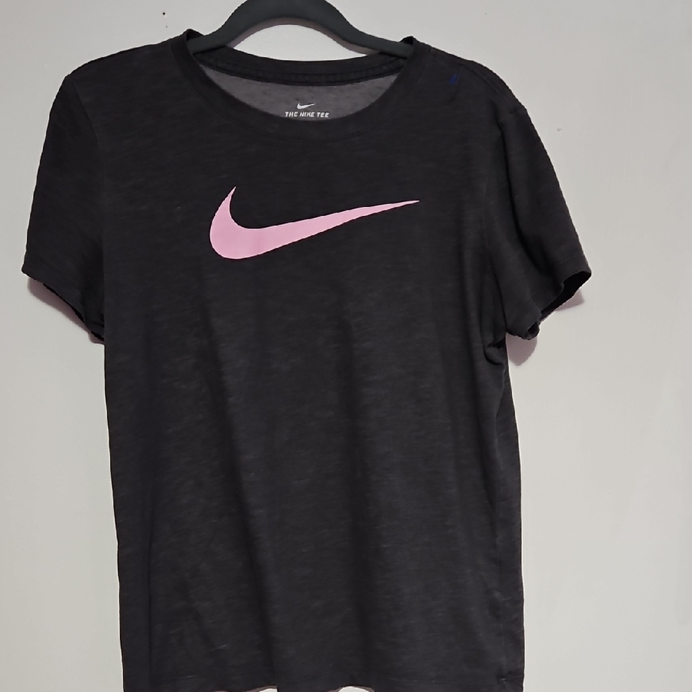 Nike Black Tee with Pink Swoosh